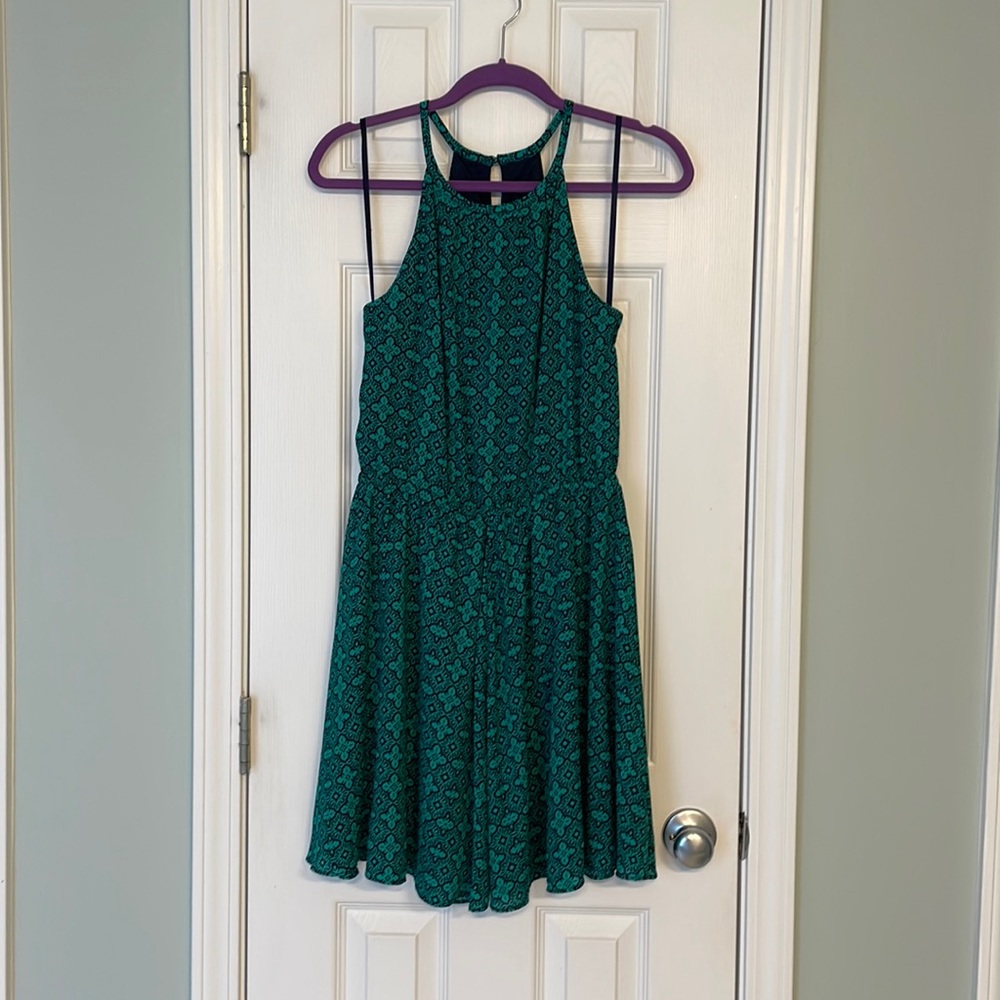 Banana Republic Navy and Green Halter Dress